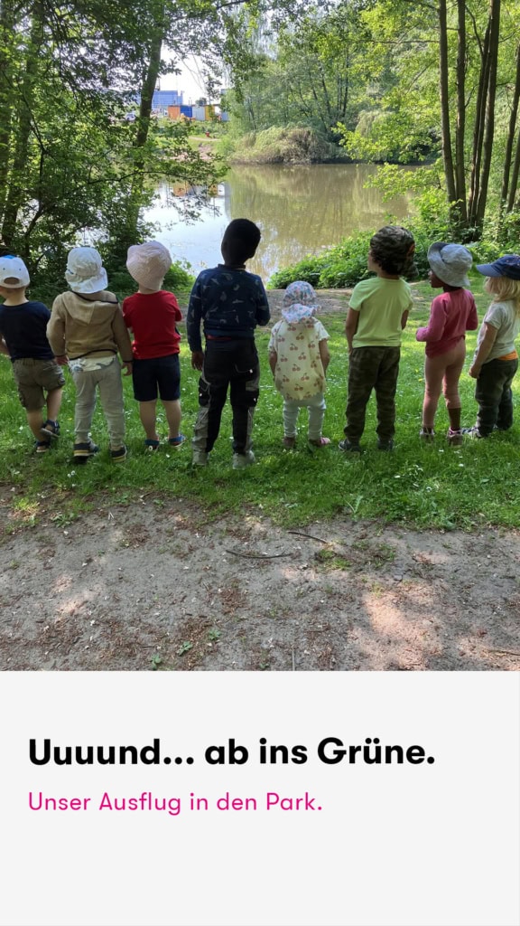 Kinder der Kita kinderzimmer Villa Goldschmidtpark in Hamburg Bahrenfeld auf einen Auflug ins grüne 