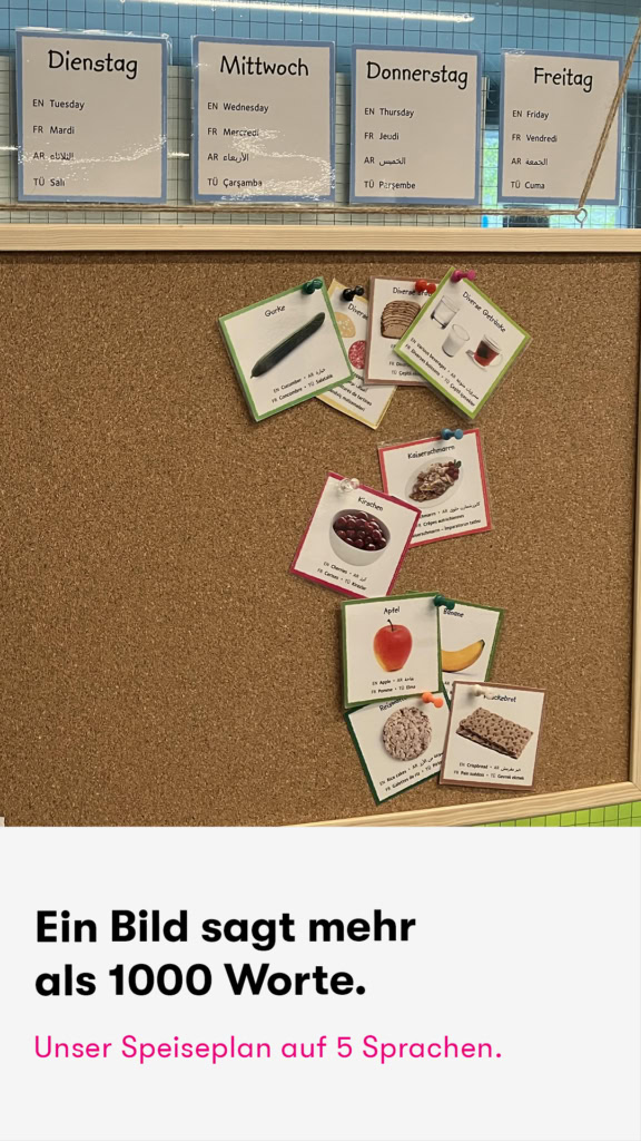 Selbstgebastelter Speiseplan aus der Kita Hamburg Bahrenfeld Villa Goldschmidtpark