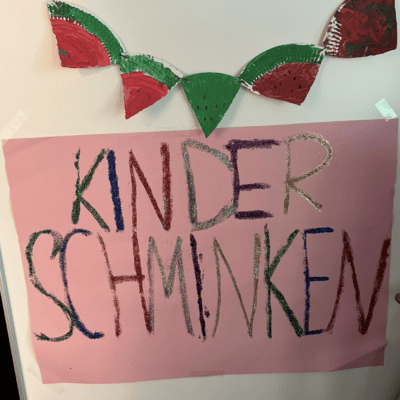 Plakat für Kinderschminken von der Kita kinderzimmer Süderfeldpark in Hamburg Lokstedt